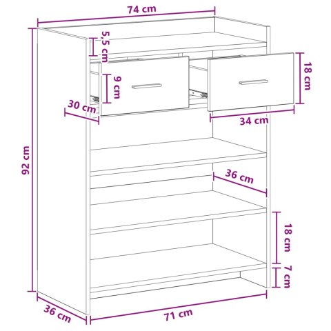 VidaXL Szafka na buty z szufladą Betonowy szary 73,5 x 36 x 92 cm