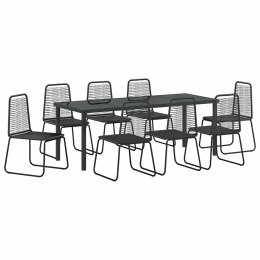 VidaXL Zestaw do jadalni w ogrodzie 9 pcs Czarny