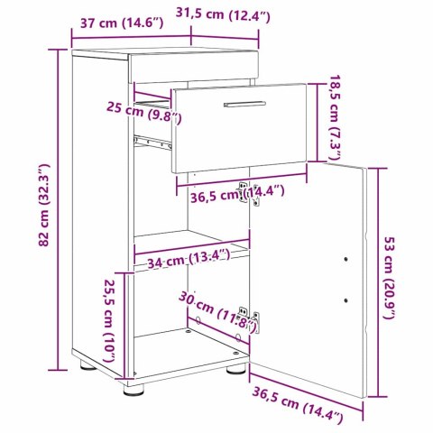 ZESTAW MEBLI ŁAZIENKOWYCH TULUM 3 PCS CZARNY 60X34X63CM