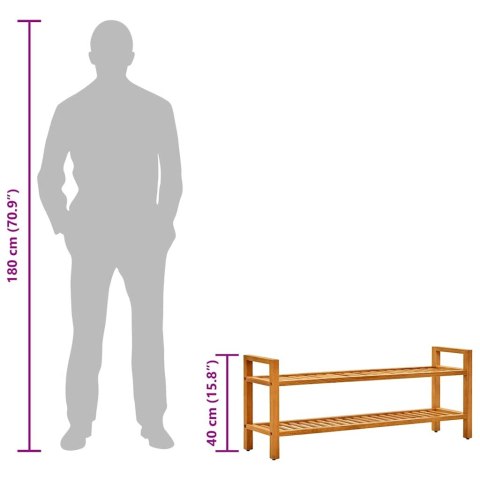 STOJAK NA BUTY Z 2 PÓŁKAMI 100X27X40CM DREWNO DĘBOWE