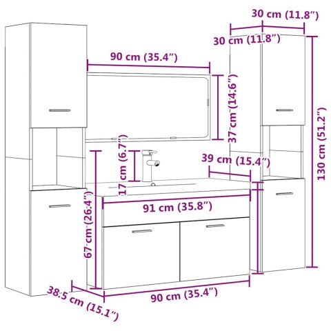 VidaXL 5-częściowy zestaw mebli łazienkowych, szarość betonu