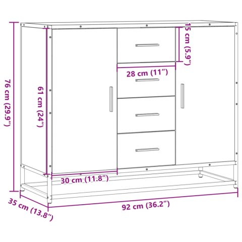 VidaXL Szafka, szary dąb sonoma, 92x35x76 cm, materiał drewnopochodny