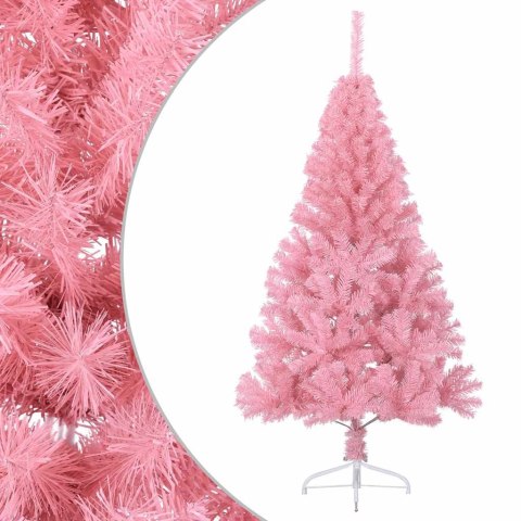 VidaXL Sztuczna choinka połówka ze stojakiem, różowa, 150 cm, PVC
