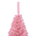 VidaXL Sztuczna choinka połówka ze stojakiem, różowa, 150 cm, PVC