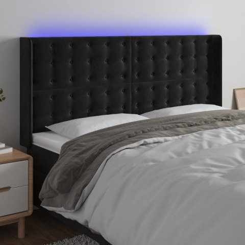 ZAGŁÓWEK DO ŁÓŻKA Z LED CZARNY 163X16X118/128CM AKSAMIT