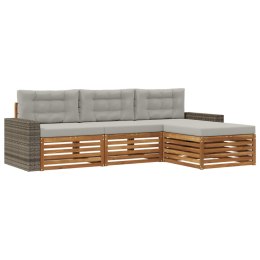 ZESTAW SOF NA ZEWNĄTRZ 4 PCS NATURALNY I JASNOSZARY POLIESTER
