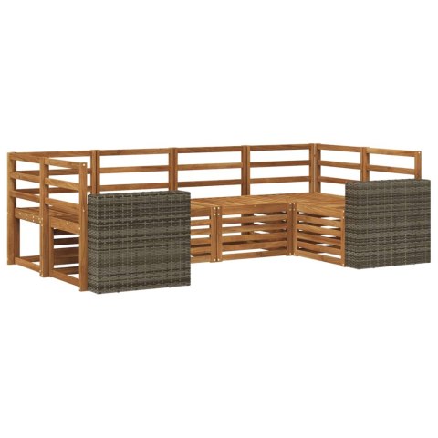 ZESTAW SOFY NAROŻNEJ 6 PCS NATURALNY LITE DREWNO AKACJI