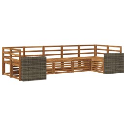 ZESTAW SOFY NAROŻNEJ 7 PCS NATURALNY LITE DREWNO AKACJI