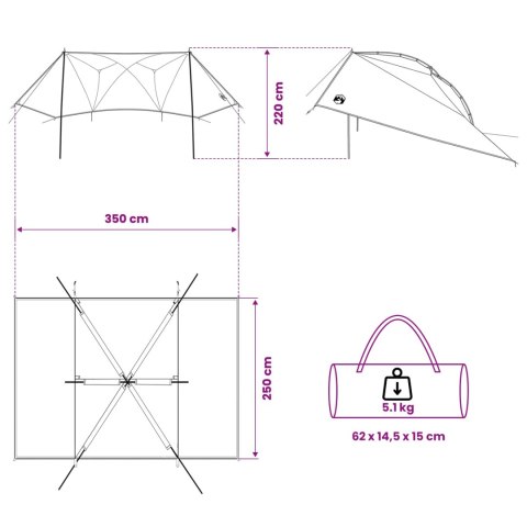 VidaXL Namiot samochodowy niebieski 350 x 250 cm Poliester i Stal