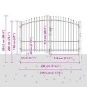 VidaXL Brama Podwójna Z blokadą Woerden Szary 299,5 x 224,5 cm Stal