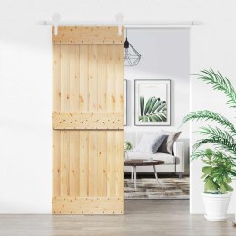 VidaXL Drzwi przesuwne Naturalne i białe 80 x 210 cm