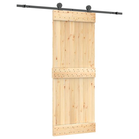 VidaXL Drzwi przesuwne Naturalny i czarny 80 x 210 cm