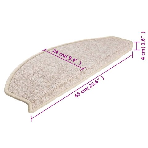 VidaXL Maty na schody 15 szt. 65x24x4 cm Taupe Półokrągłe Duże