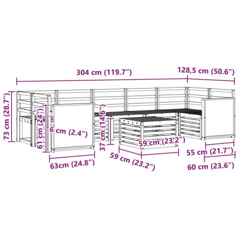 VidaXL Zestaw sof na zewnątrz 8 pcs naturalny Lite Drewno Akacji