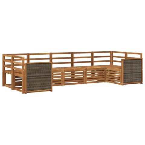 ZESTAW SOFY NAROŻNEJ 6 PCS NATURALNY LITE DREWNO AKACJI