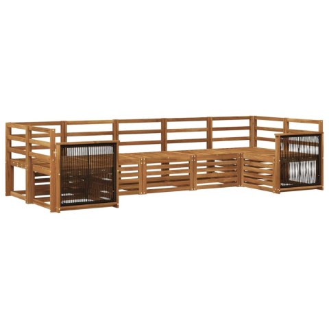ZESTAW SOFY NAROŻNEJ 6 PCS NATURALNY LITE DREWNO AKACJI