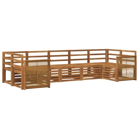 ZESTAW SOFY NAROŻNEJ 6 PCS NATURALNY LITE DREWNO AKACJI
