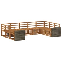VidaXL Zestaw sofy narożnej 9 pcs naturalny Lite Drewno Akacji