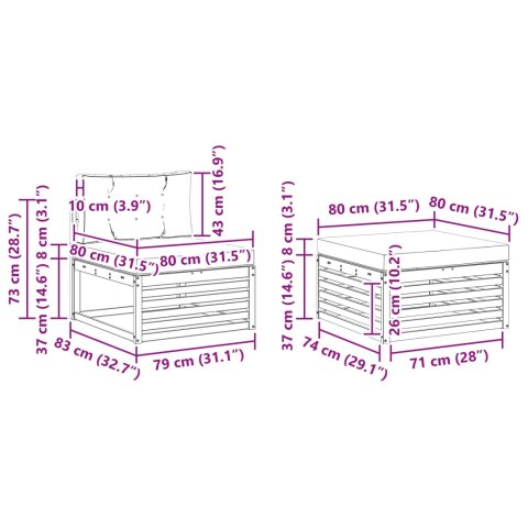 ZESTAWY SOF Z PODUSZKĄ 6 PCS LITE DREWNO AKACJI