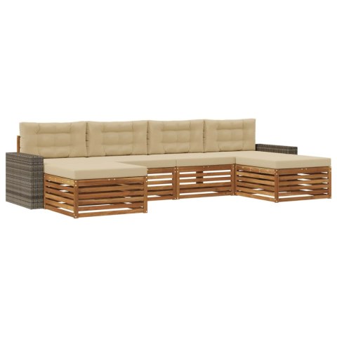 ZESTAWY SOF Z PODUSZKĄ 6 PCS LITE DREWNO AKACJI