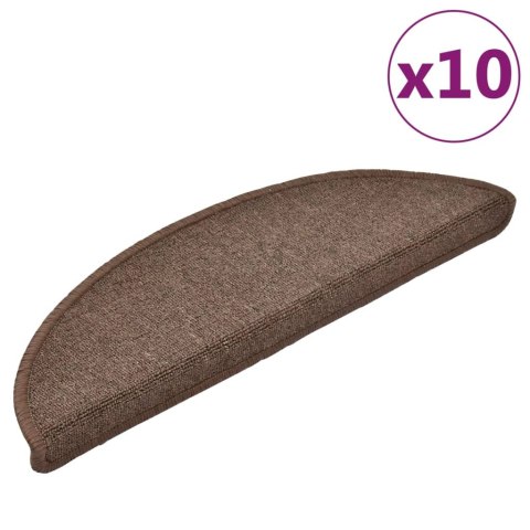 VidaXL Maty na schody 10 szt. 56x17x3 cm Brąz kawowy Półokrągły
