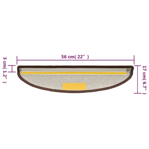 VidaXL Maty na schody 10 szt. 56x17x3 cm Brąz kawowy Półokrągły