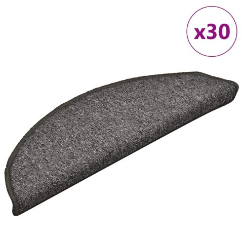 VidaXL Maty na schody 30 szt. 56x17x3 cm Ciemnoszary Półokrągły