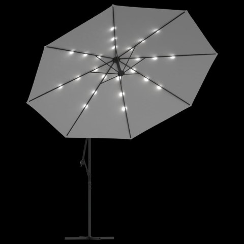 VidaXL Parasol wiszący z LED i metalowym słupkiem, 350 cm, piaskowy