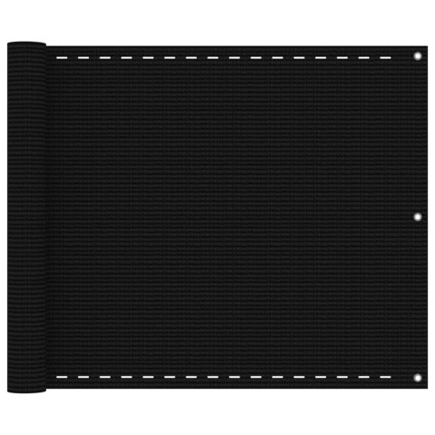 VidaXL Parawan balkonowy, czarny, 75x400 cm, HDPE