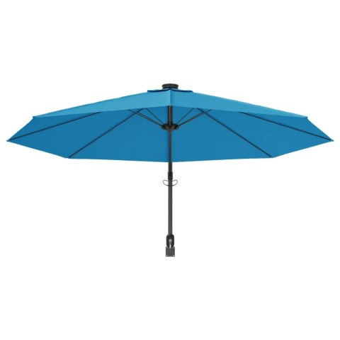 VidaXL Ścienny parasol ogrodowy z LED, niebieski, 290 cm