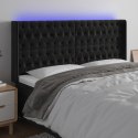 ZAGŁÓWEK DO ŁÓŻKA Z LED CZARNY 183X16X118/128CM AKSAMIT