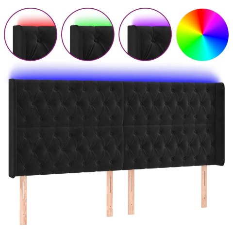 ZAGŁÓWEK DO ŁÓŻKA Z LED CZARNY 183X16X118/128CM AKSAMIT
