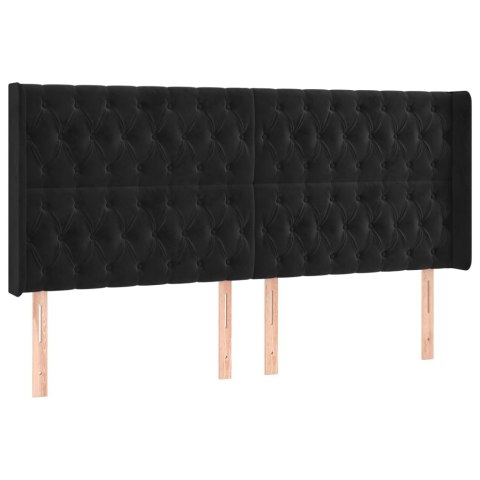 ZAGŁÓWEK DO ŁÓŻKA Z LED CZARNY 183X16X118/128CM AKSAMIT