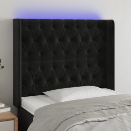 VidaXL Zagłówek do łóżka z LED, czarny, 93x16x118/128 cm, aksamit