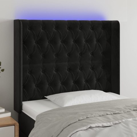 ZAGŁÓWEK DO ŁÓŻKA Z LED CZARNY 93X16X118/128CM AKSAMIT