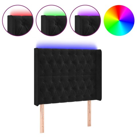 ZAGŁÓWEK DO ŁÓŻKA Z LED CZARNY 93X16X118/128CM AKSAMIT