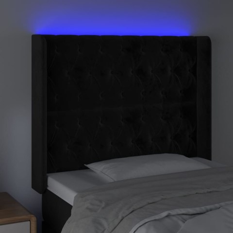 ZAGŁÓWEK DO ŁÓŻKA Z LED CZARNY 93X16X118/128CM AKSAMIT