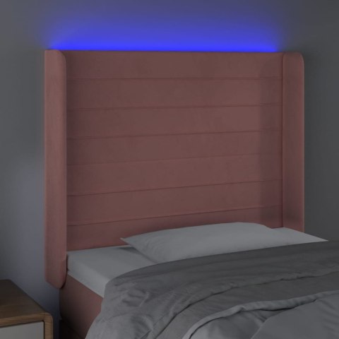ZAGŁÓWEK DO ŁÓŻKA Z LED RÓŻOWY 103X16X118/128CM AKSAMIT