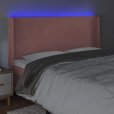 ZAGŁÓWEK DO ŁÓŻKA Z LED RÓŻOWY 203X16X118/128CM AKSAMIT