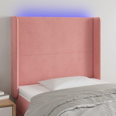 VidaXL Zagłówek do łóżka z LED, różowy, 93x16x118/128 cm, aksamit