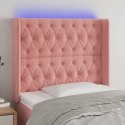 ZAGŁÓWEK DO ŁÓŻKA Z LED RÓŻOWY 93X16X118/128CM AKSAMIT