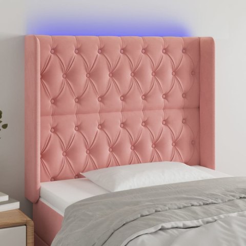 ZAGŁÓWEK DO ŁÓŻKA Z LED RÓŻOWY 93X16X118/128CM AKSAMIT