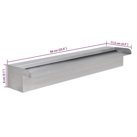 FONTANNA / WODOSPAD DO BASENU PROSTOKĄTNY ZE STALI NIERDZEWNEJ 60CM