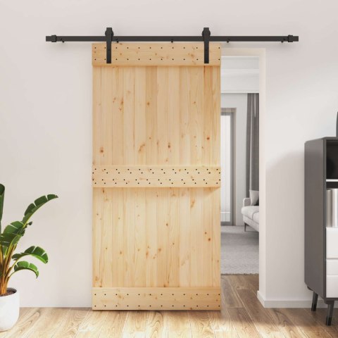 VidaXL Drzwi przesuwne Naturalny i czarny 100 x 210 cm