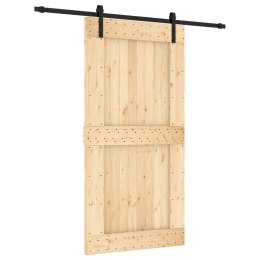 VidaXL Drzwi przesuwne Naturalny i czarny 100 x 210 cm