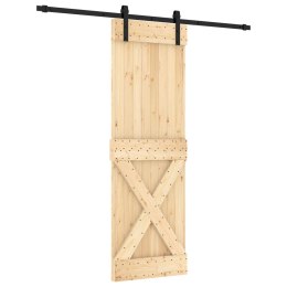 VidaXL Drzwi przesuwne Naturalny i czarny 70 x 210 cm