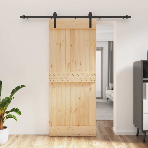 VidaXL Drzwi przesuwne Naturalny i czarny 85 x 210 cm