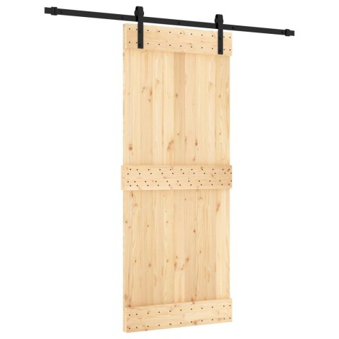 VidaXL Drzwi przesuwne Naturalny i czarny 85 x 210 cm
