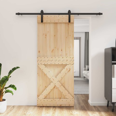 VidaXL Drzwi przesuwne Naturalny i czarny 85 x 210 cm