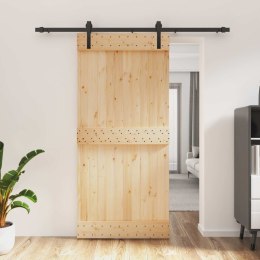 VidaXL Drzwi przesuwne Naturalny i czarny 95 x 210 cm